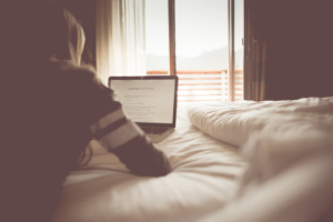 blogging in a bedroom